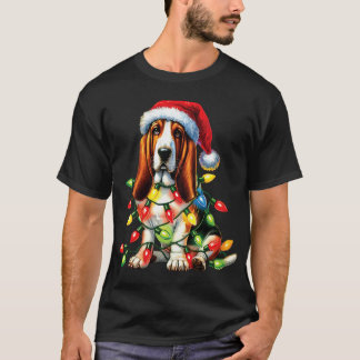 Huisdier Basset Hound Hond Liefhebber Kerstman hoe T-shirt