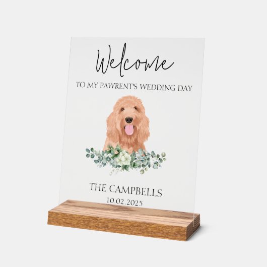 Huisdier bruiloft welkom teken acryl bord (Hoek)