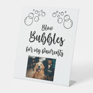 Huisdier Bubbelblaas Bruiloft Dag Afscheid Reclamebord Met Voetstuk
