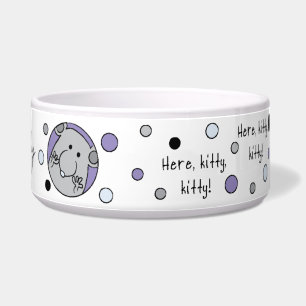 Huisdier CAT Grote Blauwe Kom "Hier,Kitty,Kitty!"