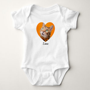 Huisdier Cute Moderne Typografie Naam en hart Foto Romper