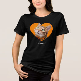 Huisdier Cute Moderne Typografie Naam en hart Foto Tri-Blend Shirt