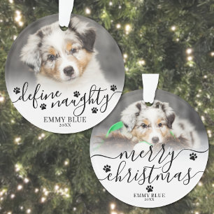 Huisdier Definieert Naughty Dog Foto Kerstmis Ornament