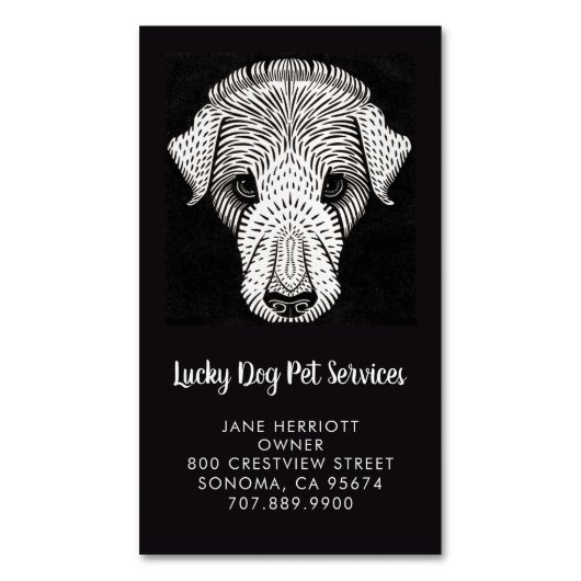 Huisdier diensten Hond Walker Groomer Kinderopvang Magnetisch Visitekaartje (Voorkant Verticaal)