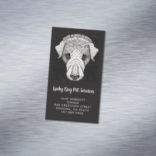 Huisdier diensten Hond Walker Groomer Kinderopvang Magnetisch Visitekaartje (Voorbeeld)