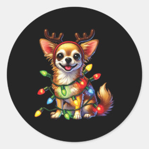 Huisdier Dierenvrienden Chihuahua Honden Rendier K Ronde Sticker