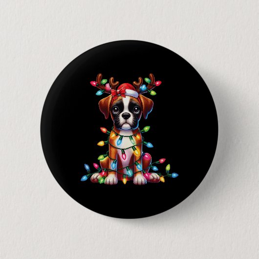 Huisdier Dierenvrienden Schattigee Boxer Dog Reind Ronde Button 5,7 Cm (Voorkant)