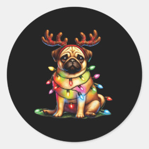 Huisdier Dierenvrienden Schattigee Pug Dogs Rendie Ronde Sticker