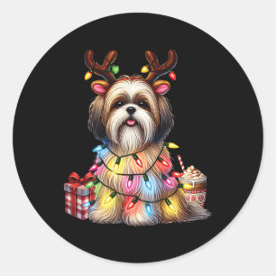 Huisdier Dierenvrienden Shih Tzu Honden Rendier An Ronde Sticker