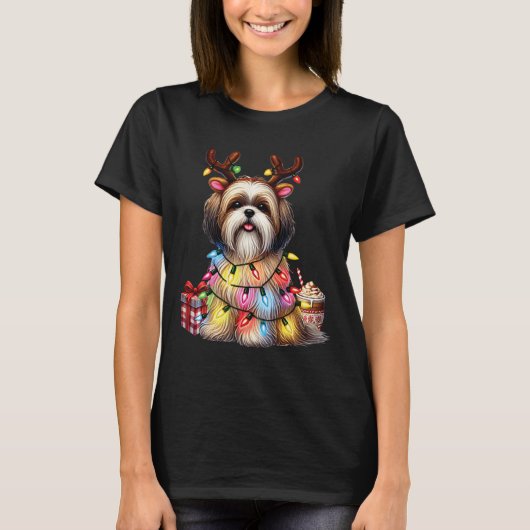 Huisdier Dierenvrienden Shih Tzu Honden Rendier An T-shirt (Voorkant)