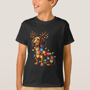 Huisdier Dierenvrienden Teckel Hond Rendier Antler T-shirt