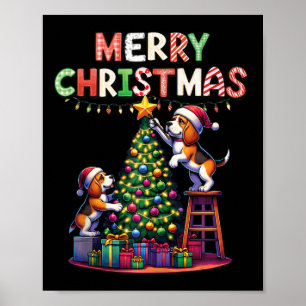 Huisdier Dierenvrienden Xmas Beagle Dogs Decoratin Poster