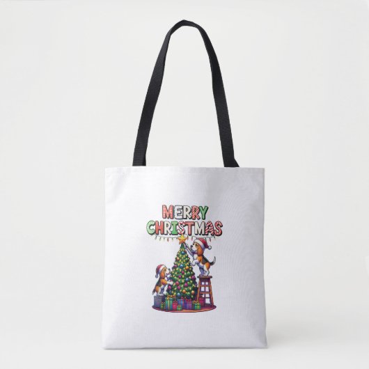Huisdier Dierenvrienden Xmas Beagle Dogs Decoratin Tote Bag (Voorkant)