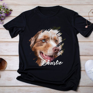 Huisdier Eenvoudige Moderne Typografie Naam en Fot T-shirt