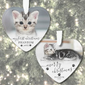 Huisdier Eerste Kerstscript Kat Foto Hart Ornament