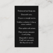 Huisdier en Huis Zittend Professioneel Visitekaartje (Achterkant)