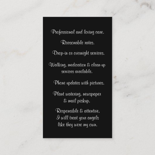 Huisdier en Huis Zittend Professioneel Visitekaartje (Achterkant)