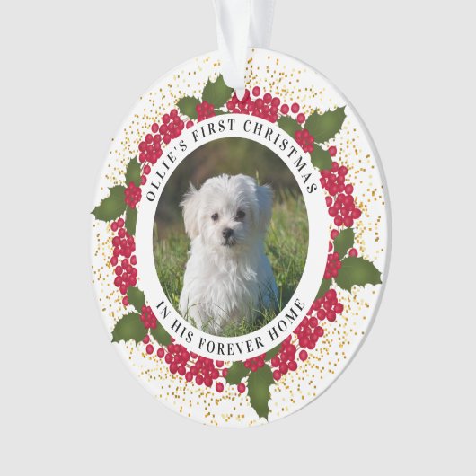 Huisdier foto Eerste Forever Thuis Kerstversiering Ornament (voorkant)