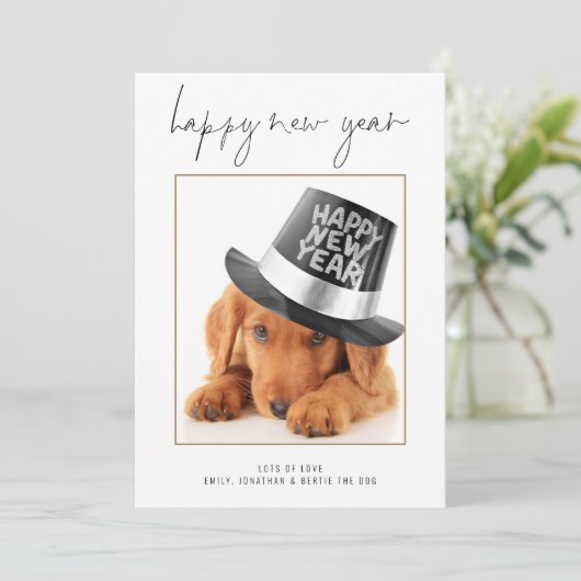 Huisdier Foto Gelukkig Nieuwjaar 2026 Kalender Feestdagenkaart (Staand voorkant)