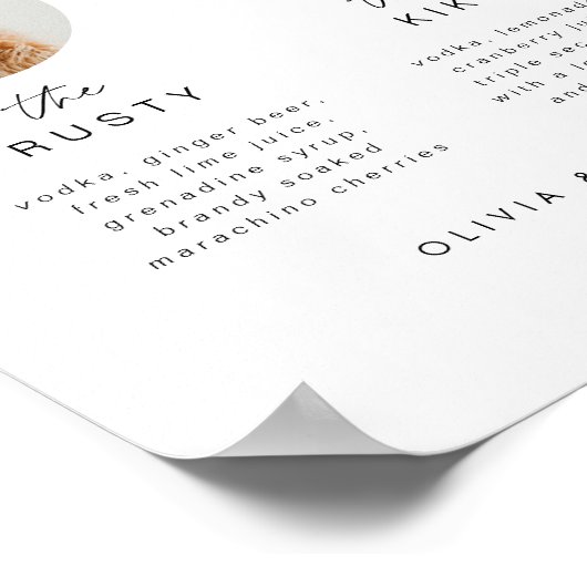 Huisdier Foto Handtekening Drink Menu Bruiloft Bar Poster (Hoek)