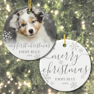 Huisdier Foto Hond Mijn Eerste Kerstmis Keramisch Ornament