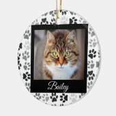 Huisdier Foto Kerst  Moderne Pootjes Zwart Wit Keramisch Ornament (Links)