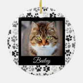 Huisdier Foto Kerst  Moderne Pootjes Zwart Wit Keramisch Ornament (Achterkant)