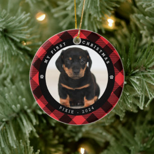 Huisdier foto 'Mijn Eerste Kerstmis' Plaid Kerstmi Keramisch Ornament