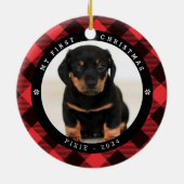 Huisdier foto 'Mijn Eerste Kerstmis' Plaid Kerstmi Keramisch Ornament (Achterkant)