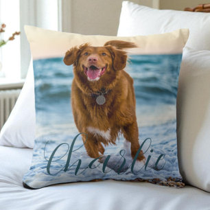 Huisdier Foto Script Naam Modern Persoonlijke Hond Kussen