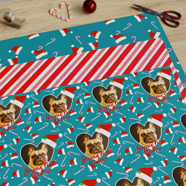 Huisdier Foto Turquoise Kerst Inpakpapier Vellen