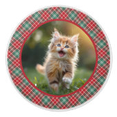 Huisdier Foto Uw Kat Hond Rood Groen Plakken Keramische Knop (Voorkant)
