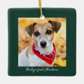 Huisdier foto Voornaam Kerstmis Keramisch Ornament (Voorkant)