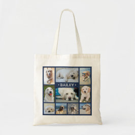Huisdier Fotocollage Marineblauw Moderne Hond Kat Tote Bag
