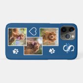 Huisdier Fotocollage Monogram Naam Blauwe Kat Hond Case-Mate iPhone Case (Achterkant (horizontaal))