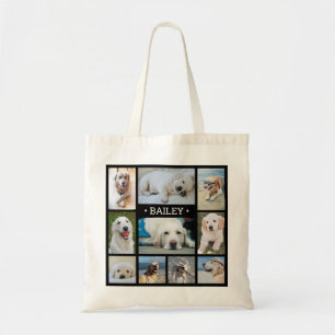 Huisdier Fotocollage Zwart Modern Modieus Hond Kat Tote Bag