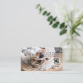 Huisdier Fotograaf QR Code Professioneel Wit Visitekaartje (Staand voorkant)