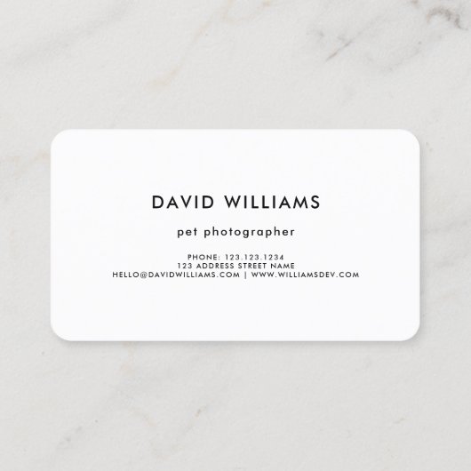 Huisdier Fotograaf QR Code Professioneel Wit Visitekaartje (Achterkant)