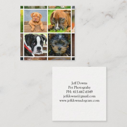 Huisdier Fotografie Custom Photo Collage Vierkante Visitekaartje (Voorkant / Achterkant)