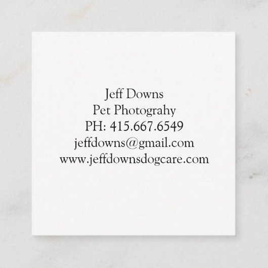 Huisdier Fotografie Custom Photo Collage Vierkante Visitekaartje (Achterkant)