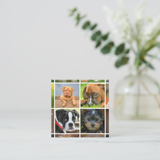 Huisdier Fotografie Custom Photo Collage Vierkante Visitekaartje (Staand voorkant)