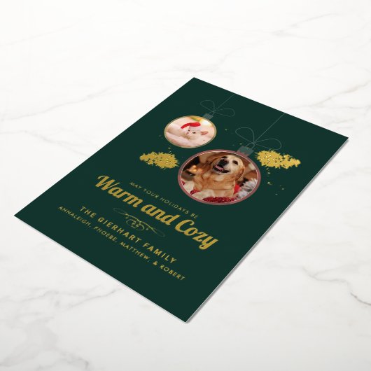 Huisdier Foto's Kerst Modern Folie Feestdagenkaart (Gedraaid)
