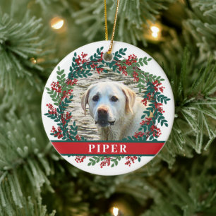 Huisdier Gepersonaliseerde Foto Kerst Krans Kerami Keramisch Ornament