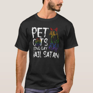 Huisdier Gots Being Gay Hail Satan LGBT Vlag T-shirt