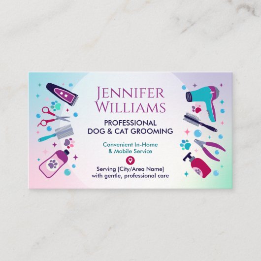 Huisdier Groomer In-Home & Mobiele Hond & Kat Groo Visitekaartje (Voorkant)