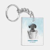 Huisdier groomer puppy in bad sleutelhanger (Voorkant Links)