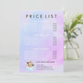 Huisdier Groomer Zittende Hond Kat Spa Prijslijst Menu (Staand voorkant)