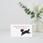 Huisdier Grooming Girly Pink Bow Schattigee Puppy Afsprakenkaartje (Staand voorkant)