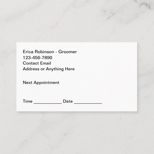 Huisdier Grooming Moderne Eenvoudige Afspraakkaart Afsprakenkaartje (Achterkant)