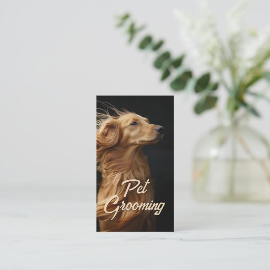 Huisdier Grooming Salon Boutique Afgan Hound Portr Visitekaartje (Staand voorkant)